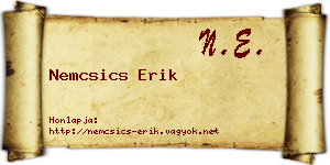 Nemcsics Erik névjegykártya